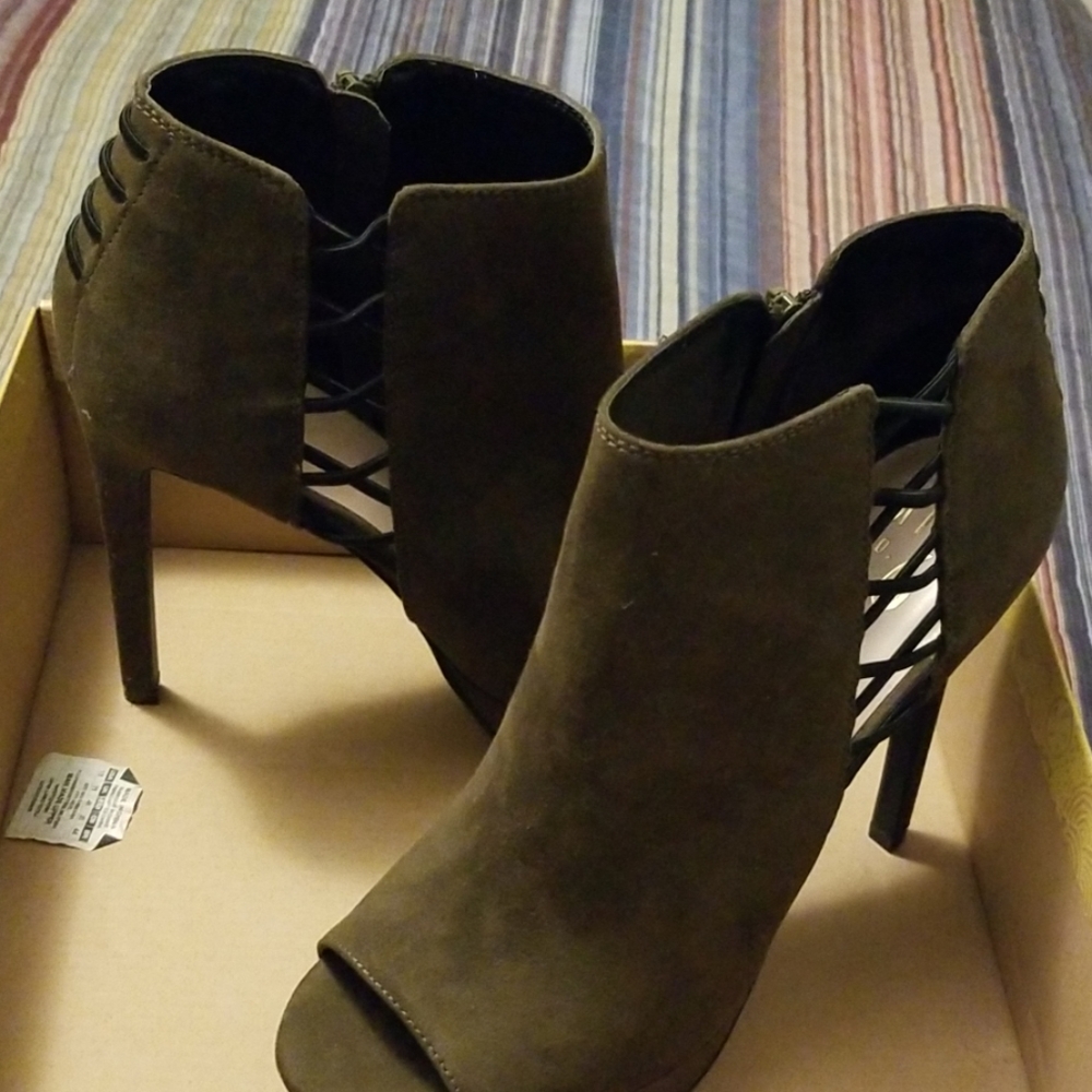 Olive Green Bootie Heels